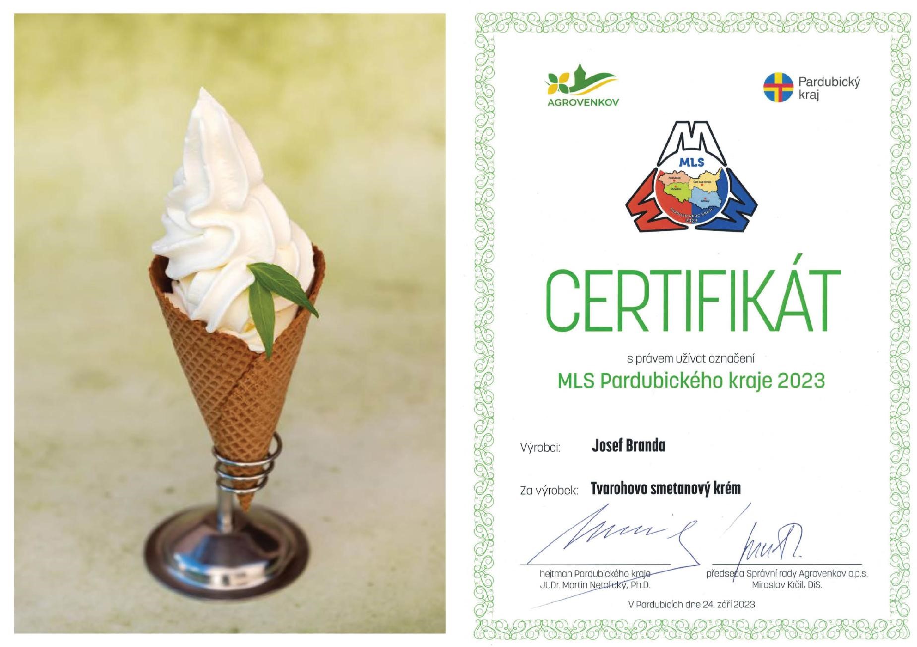 tvarohovo smetanový krém certifikát